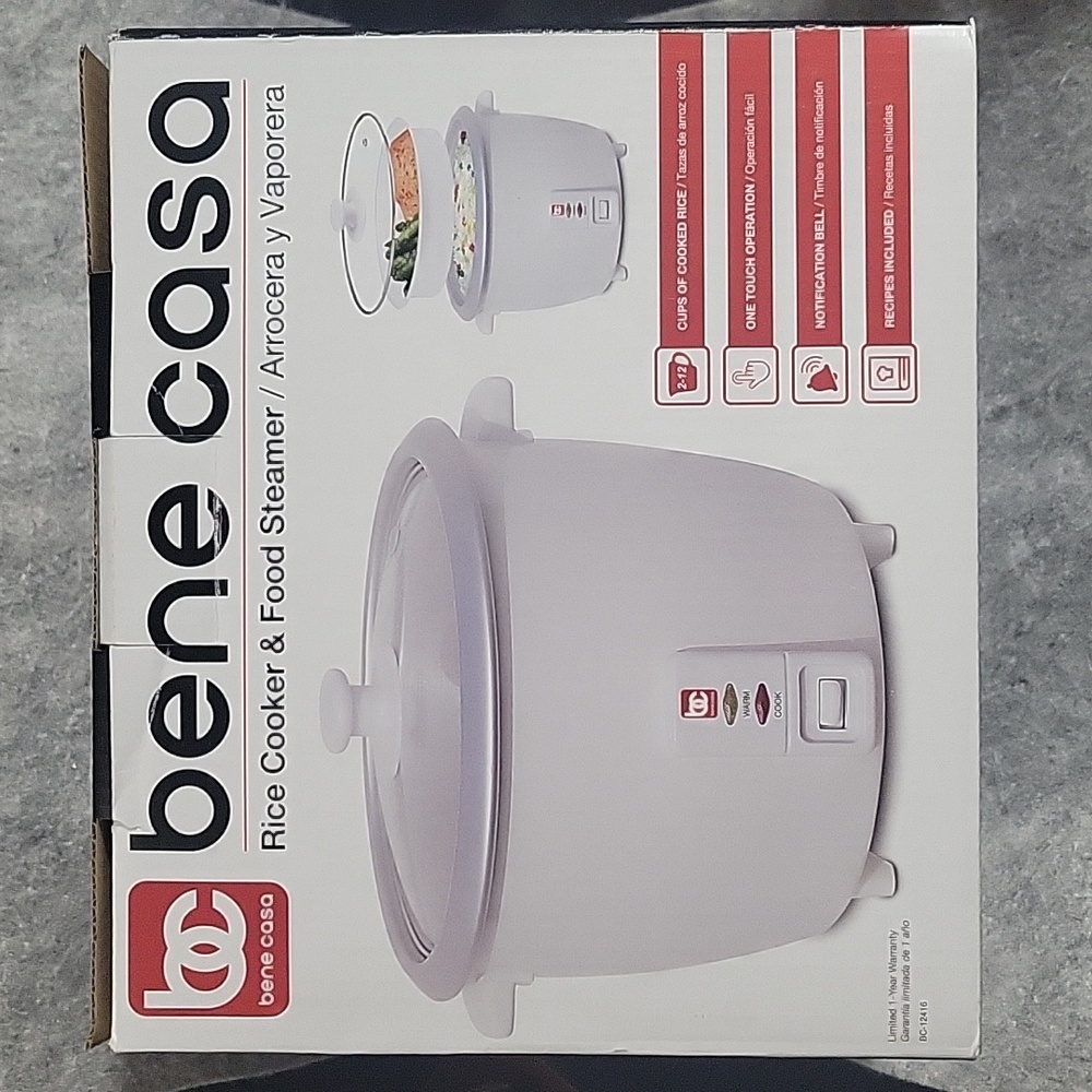 Bene Casa Rice Cooker & Food Steamer NIB